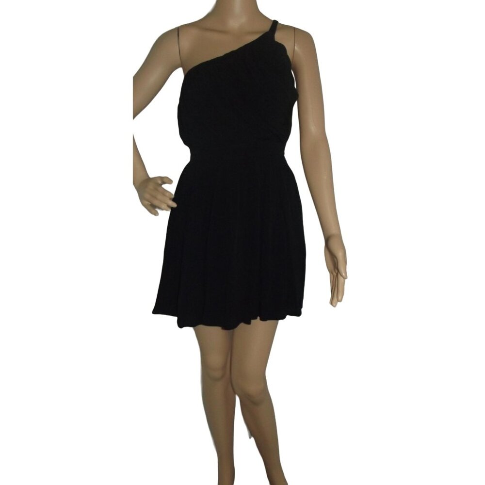 Kimchi Blue Dress Womens Size XS Black One Shoulder Crinkle Textured Grecian UO